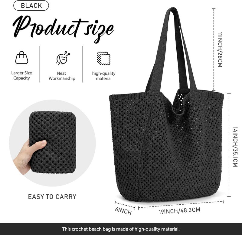 Hatisan Crochet Bags for Women - Summer Beach Tote, Aesthetic Hippie Knit Bag - Image 4